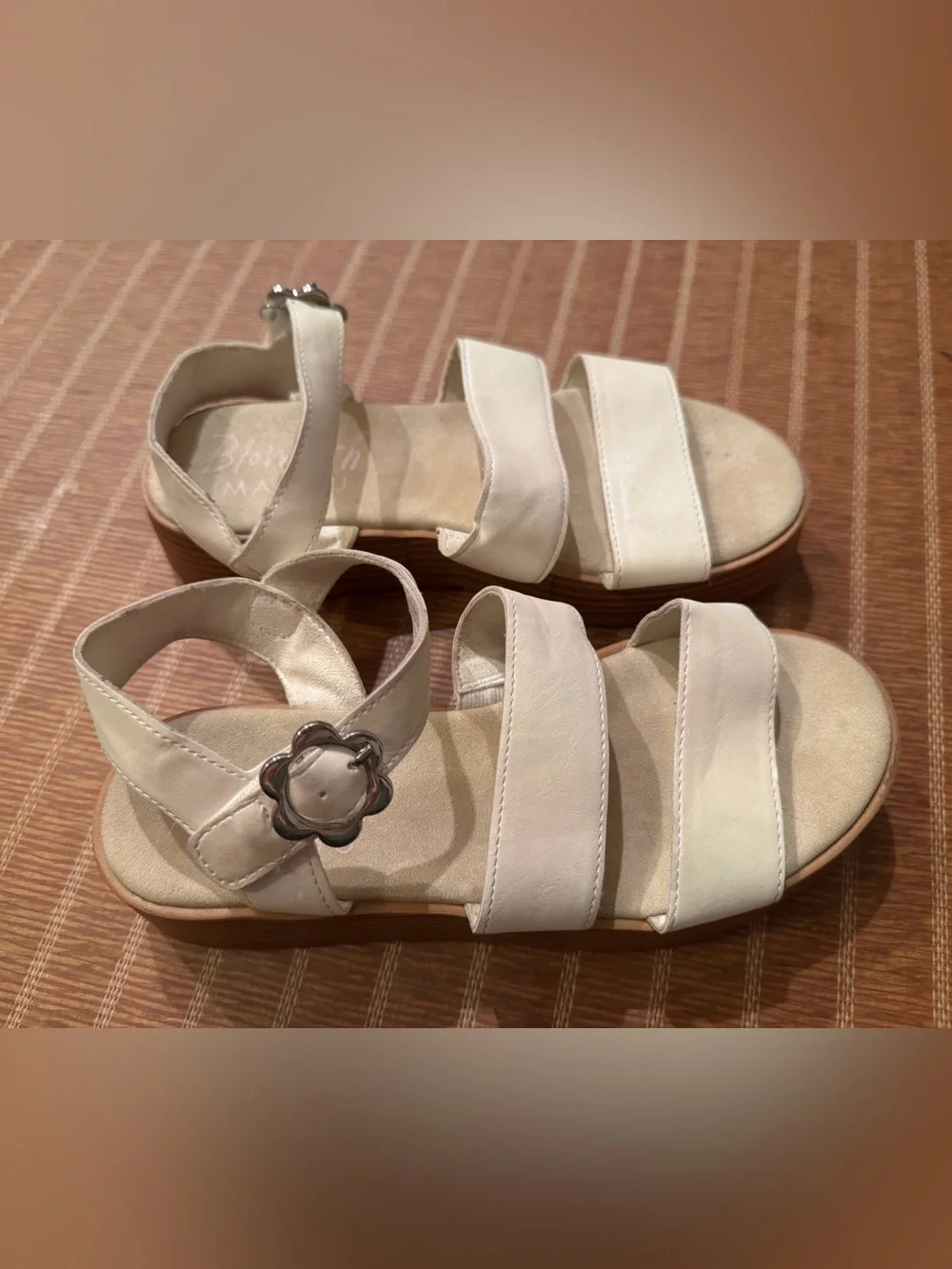 Blowfish White Cream Holographic Triple-Strap Sandals